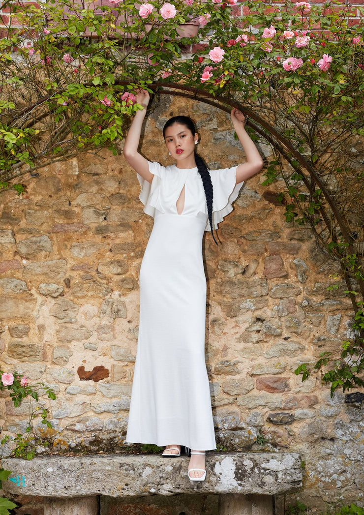 The Marina dress, Vanessa Cocchiaro, off white, ivory, stretch, engagement, civil wedding, bride, second reception look