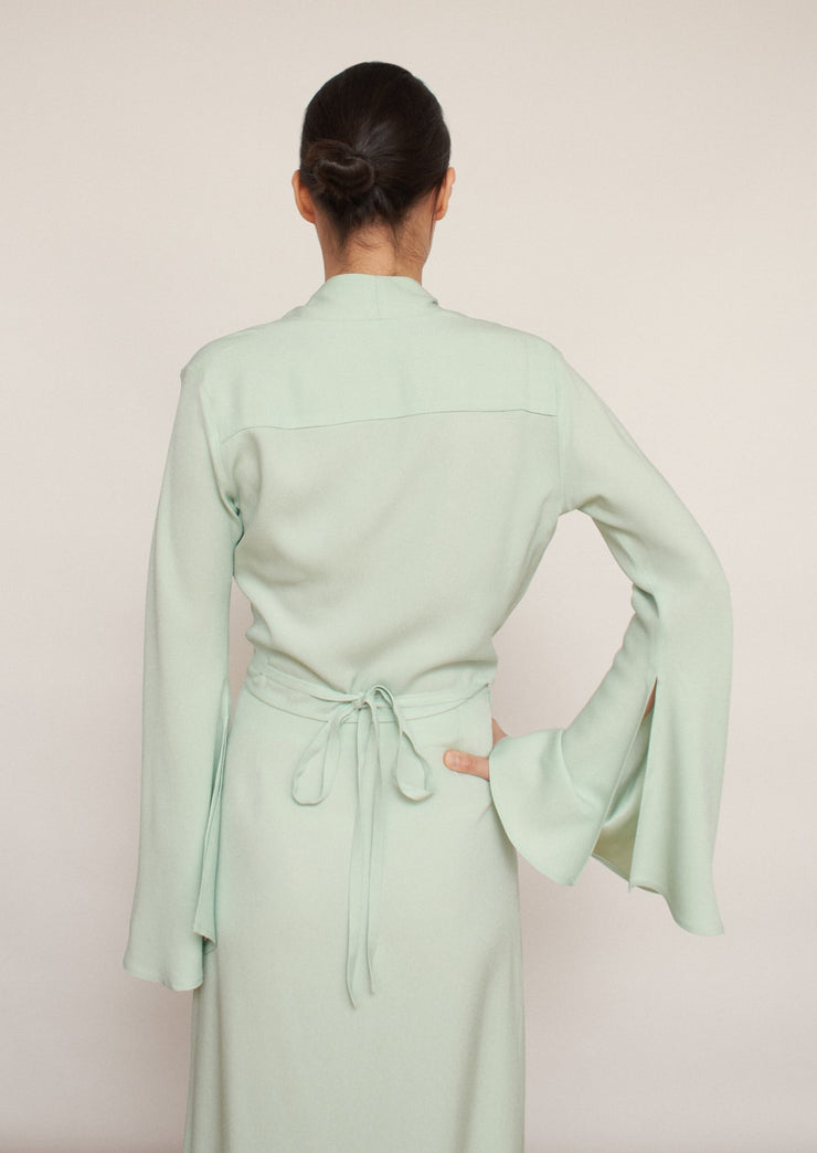 The Herta blouse, Vanessa Cocchiaro, wrap top, mint, cropped, wedding guest, bridesmaid, event, occasion wear