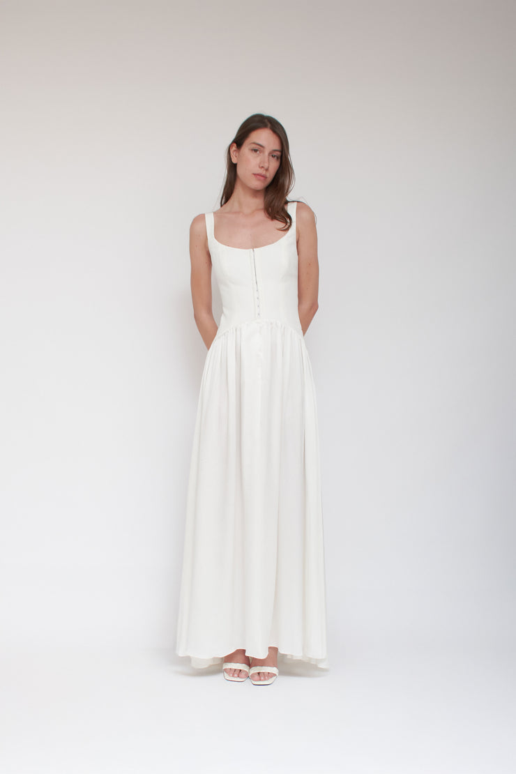 Vanessa Cocchiaro, robe blanche, teinture, crêpe, mariage, été, mariée, civile, fugue, fête, événement