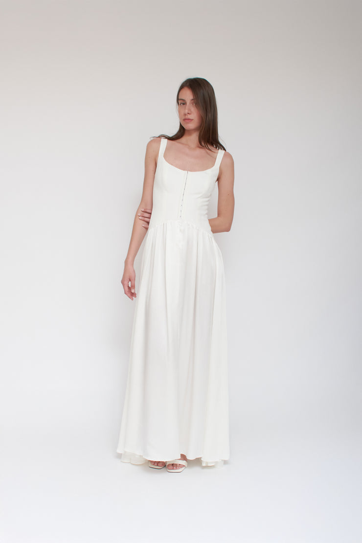 Vanessa Cocchiaro, robe blanche, teinture, crêpe, mariage, été, mariée, civile, fugue, fête, événement