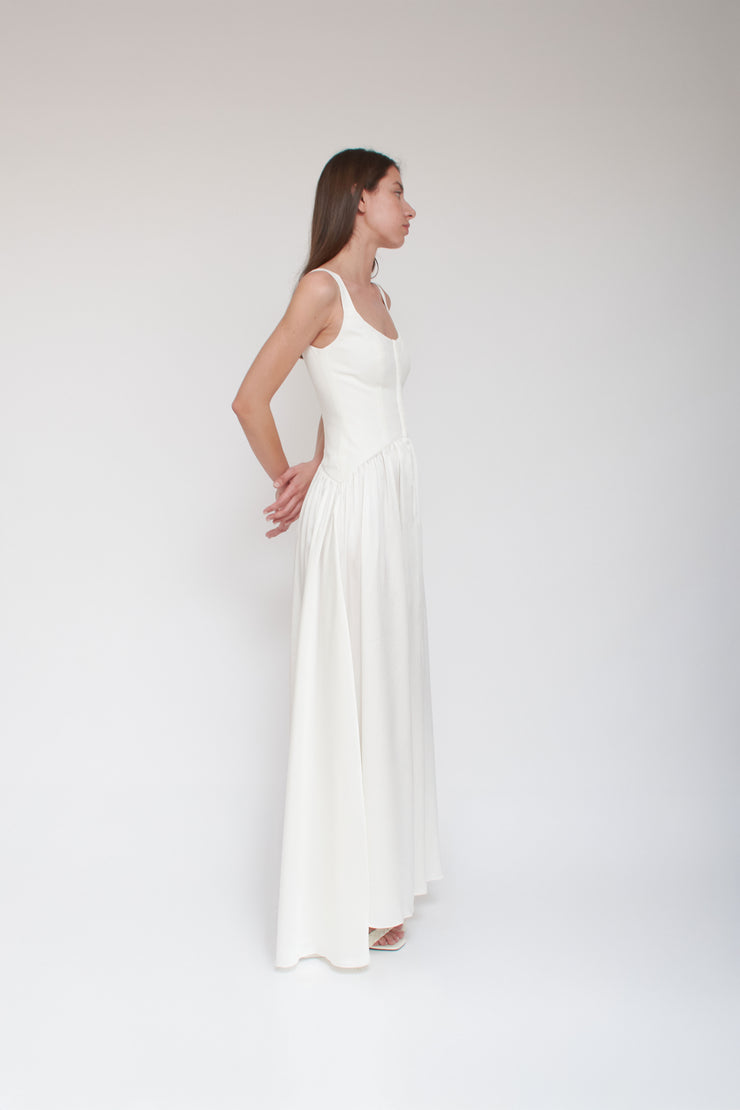 Vanessa Cocchiaro, robe blanche, teinture, crêpe, mariage, été, mariée, civile, fugue, fête, événement