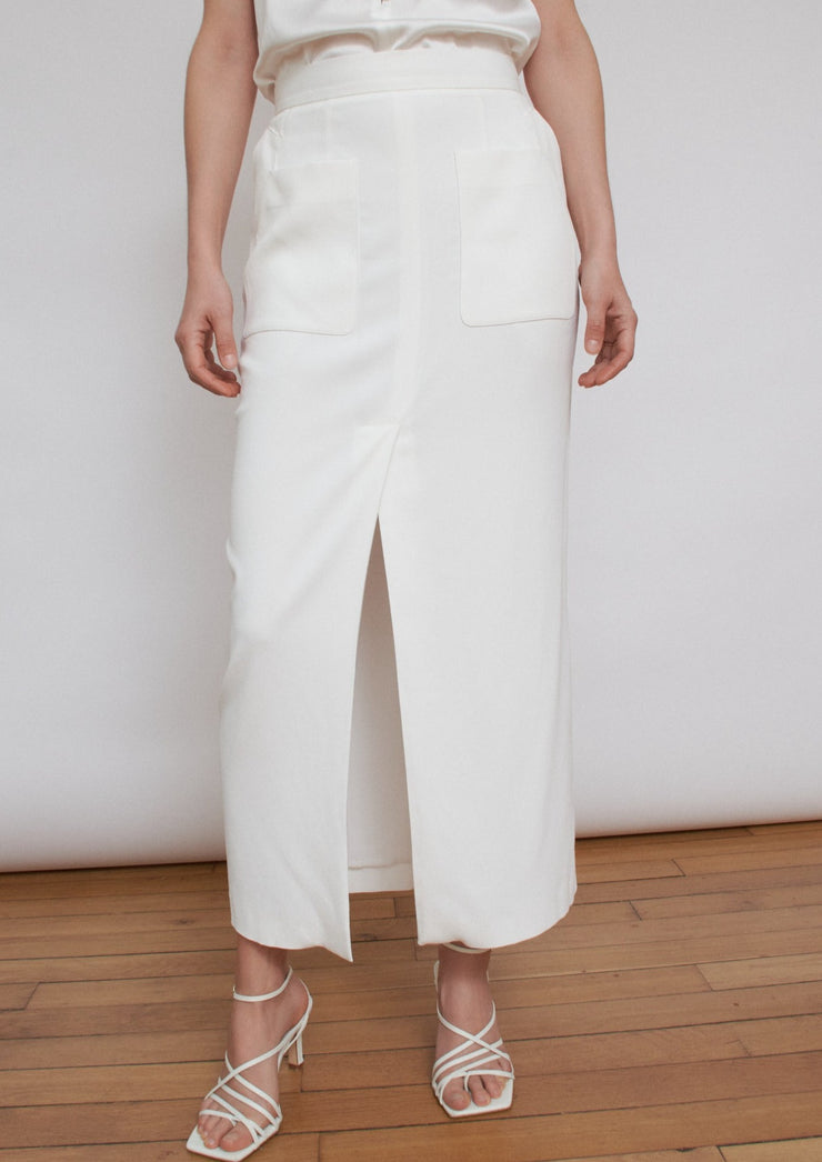 The Cass skirt, Vanessa Cocchiaro, white, pensil, fitted, tailored, civil wedding, event, occasion 