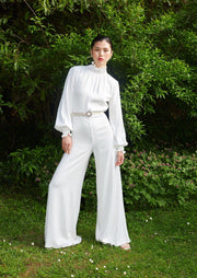 The Mary jumpsuit, Vanessa Cocchiaro, white, wedding, civil marriage, engagement, high neck, long sleeves