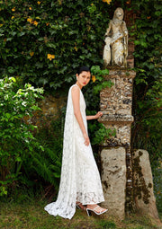 The Sappho dress, Vanessa Cocchiaro, summer bride, wedding, white dress, lace, cape, gown, elegant, simple