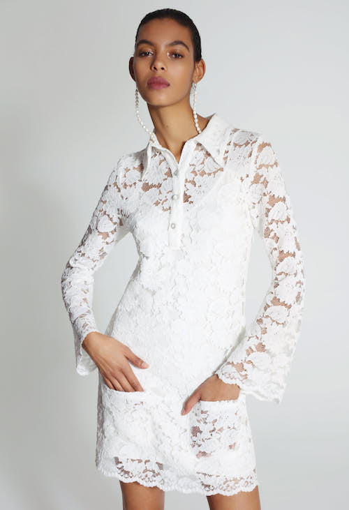Lace, white, mini dress, short, bride, wedding