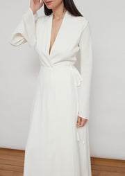 The Adrienne Gown, Vanessa Cocchiaro, plunging neckline, wedding, bridal, wrap dress, train, ivory, white
