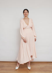 The Marina skirt, Vanessa Cocchiaro, pale pink, midi skirt, romantic, flowing, wedding guest, bridesmaid  
