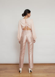 The Duanna Trousers, Vanessa Cocchiaro, pink, tailored, black tie, fitted