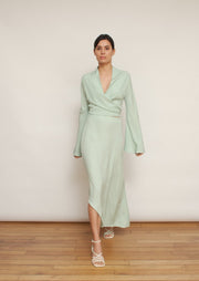 The Herta blouse, Vanessa Cocchiaro, wrap top, mint, cropped, wedding guest, bridesmaid, event, occasion wear