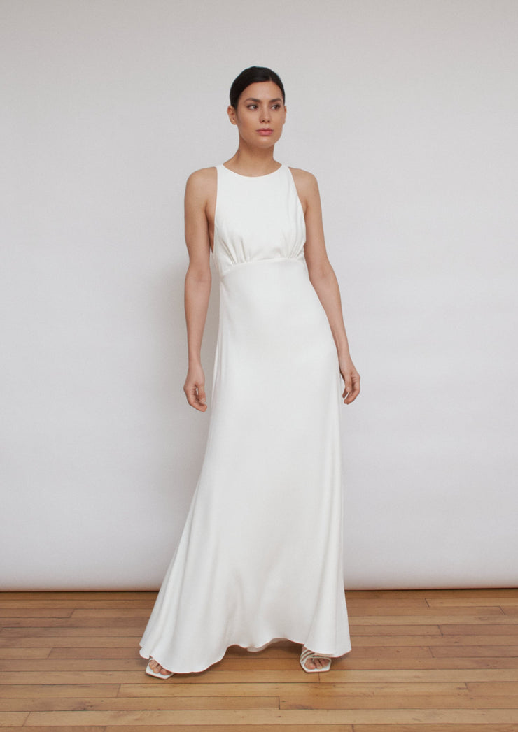 White Lace Long-sleeved A-line Dress Button Simple Slim Wedding Dress – NZ  Bridal