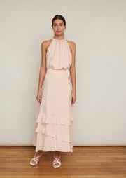 The Emmeline skirt, Vanessa Cocchiaro, wrap skirt, pale pink, frills, midi, bridesmaid, wedding guest